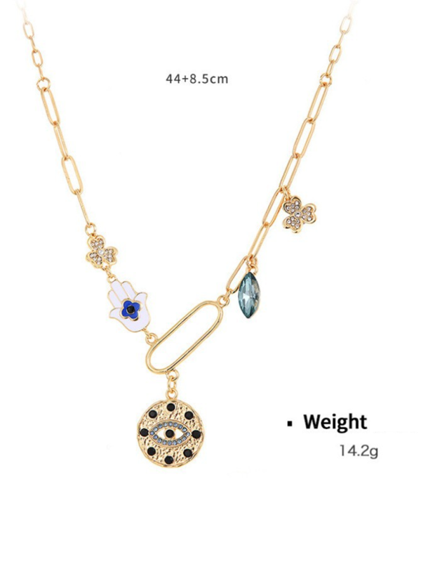 Modern mystical coin-set diamond relief small pendant bib necklace Pattern4 FREESIZE