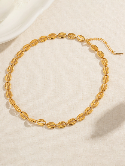 Modern summer beach style fashion ocean metal shell necklace Golden FREESIZE