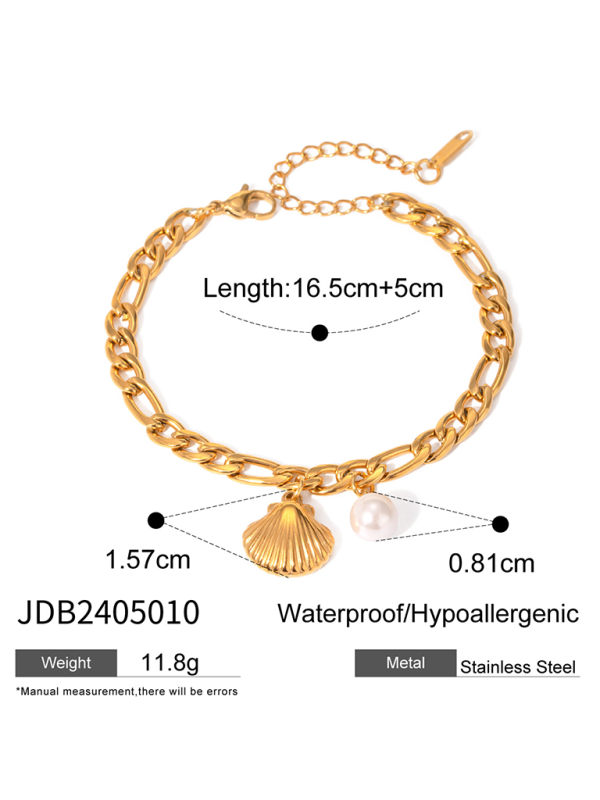 Modern beach style ocean starfish pearl shell conch bracelet jewelry Pattern4 FREESIZE