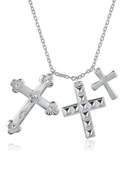 Cross multi-layer pendant personalized retro pendant jewelry Silver FREESIZE