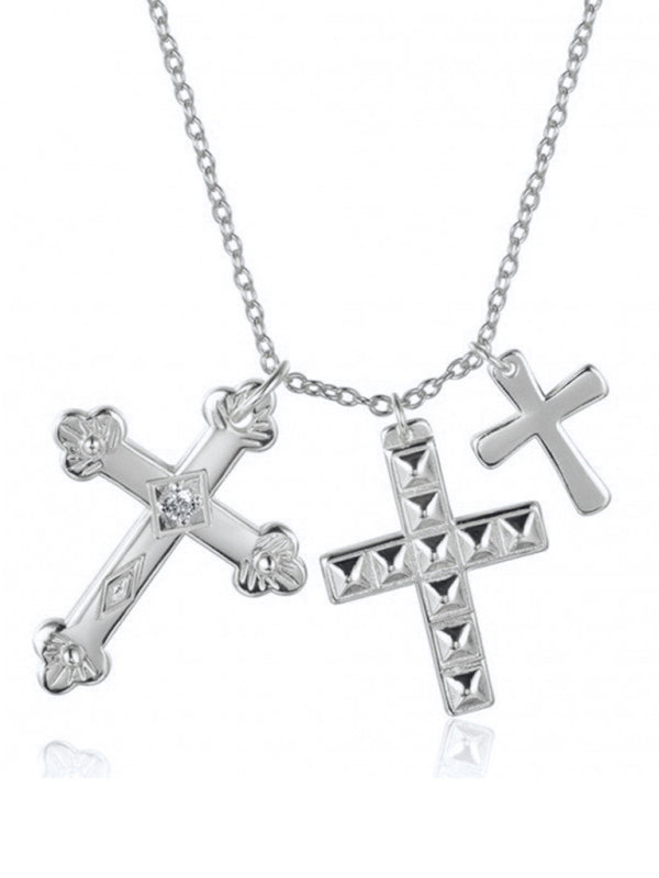 Cross multi-layer pendant personalized retro pendant jewelry Silver FREESIZE