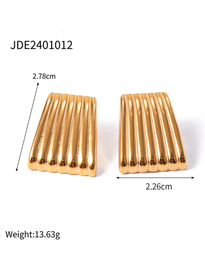 Modern versatile simple gold striped earrings