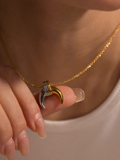 Modern gold and silver color matching moon personality pendant necklace earrings Golden FREESIZE