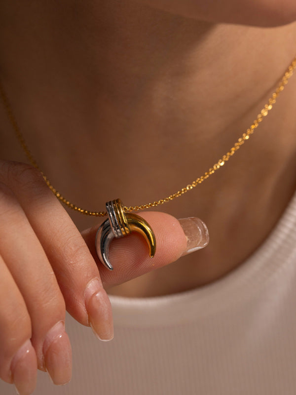 Modern gold and silver color matching moon personality pendant necklace earrings Golden FREESIZE