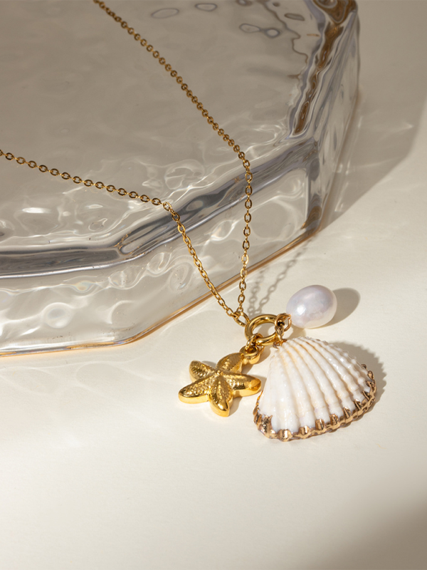 Modern ocean series pearl accessories, fashionable and versatile starfish shell necklaces and necklaces