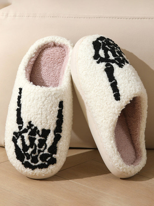 Halloween Indoor Home Plush Warm Slippers White