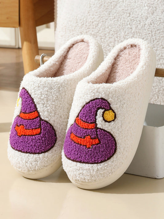 Halloween pattern home plush warm slippers Pattern4