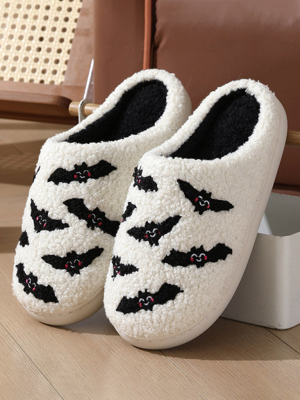 Halloween Love Skeleton Hand Pattern Home Plush Warm Slippers Pattern1