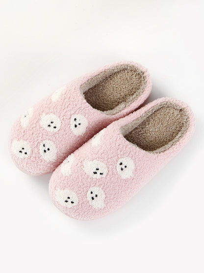 Halloween Ghost Slippers Couple Men and Women Thick-soled Soft-soled Shoes Thick Non-slip Cute Cotton Slippers Pink