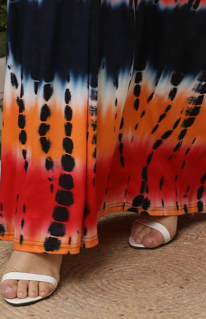 Plus Size Maxi Dress - Sleeveless Gradient Pattern Long Dress