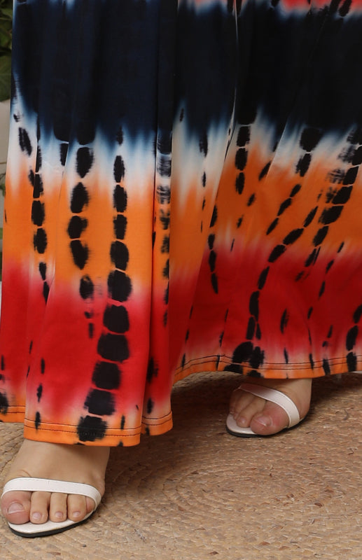 Plus Size Maxi Dress - Sleeveless Gradient Pattern Long Dress