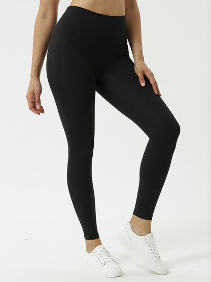 Women's High Elasticity Knit Leggings - Four Season Mid Waist Black