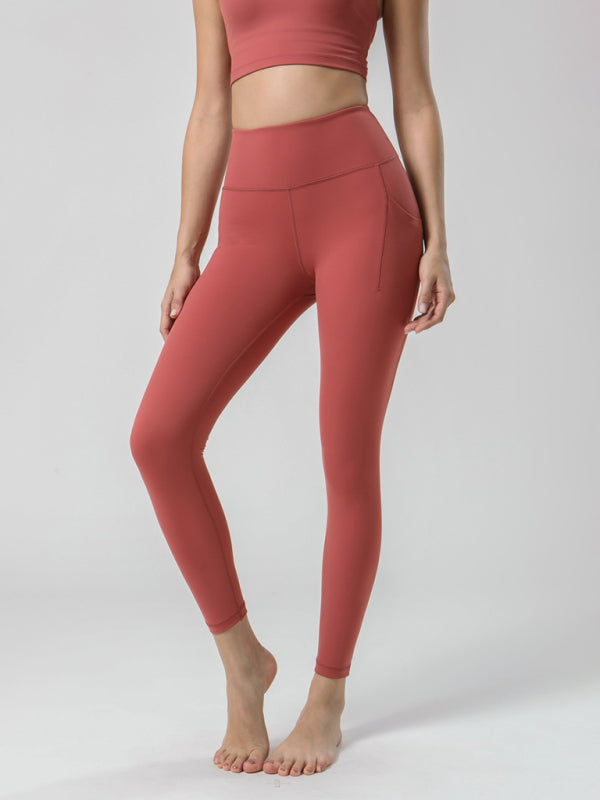 Women's High-Waist Yoga Capri Pants - Double Brushed & Ultra Soft Watermelon Red