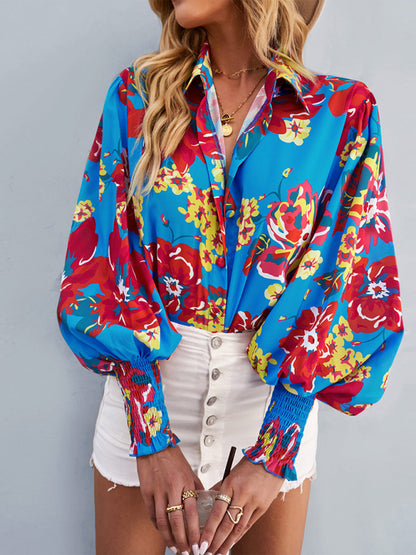 Women's fashion commuter long sleeve versatile Shirt Top Orange