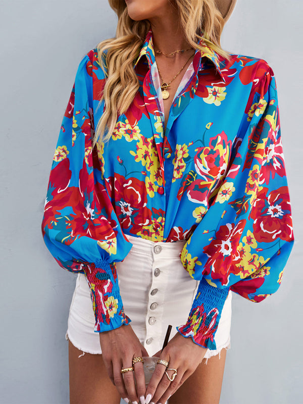 Women's fashion commuter long sleeve versatile Shirt Top Orange