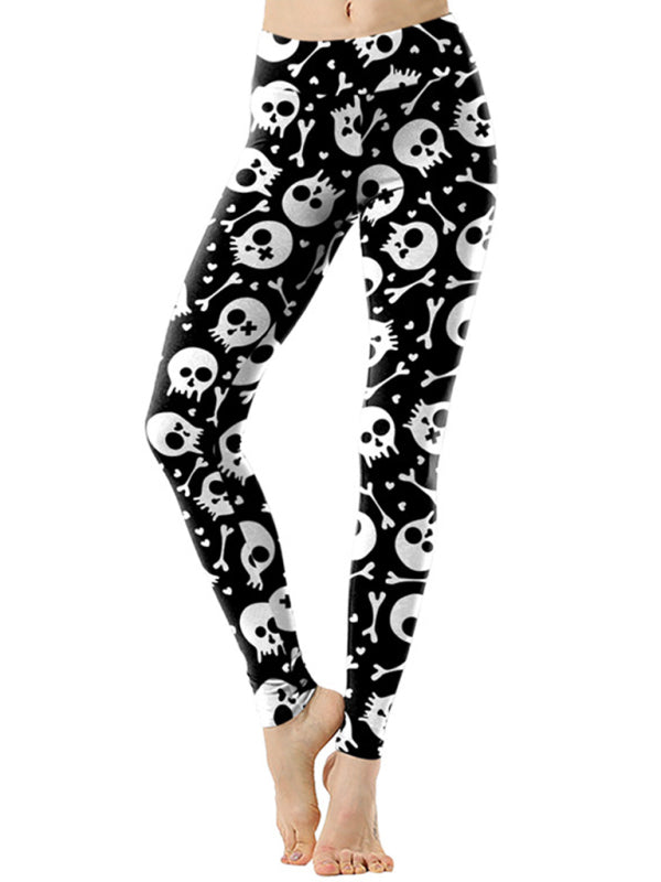 Skull Print Yoga Leggings for Women Pattern