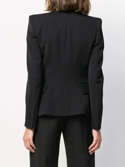 Women's Short Double-Breasted Blazer - Long Sleeve - Multiple Colors