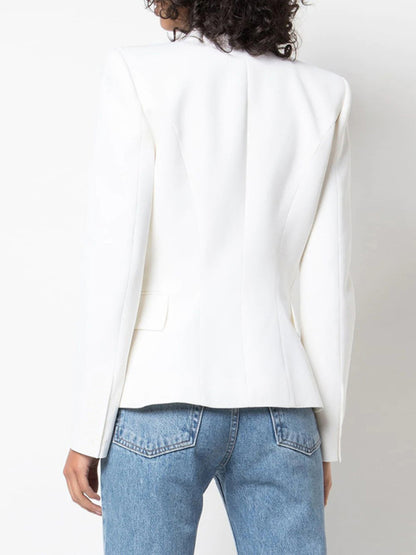 Women's Short Double-Breasted Blazer - Long Sleeve - Multiple Colors