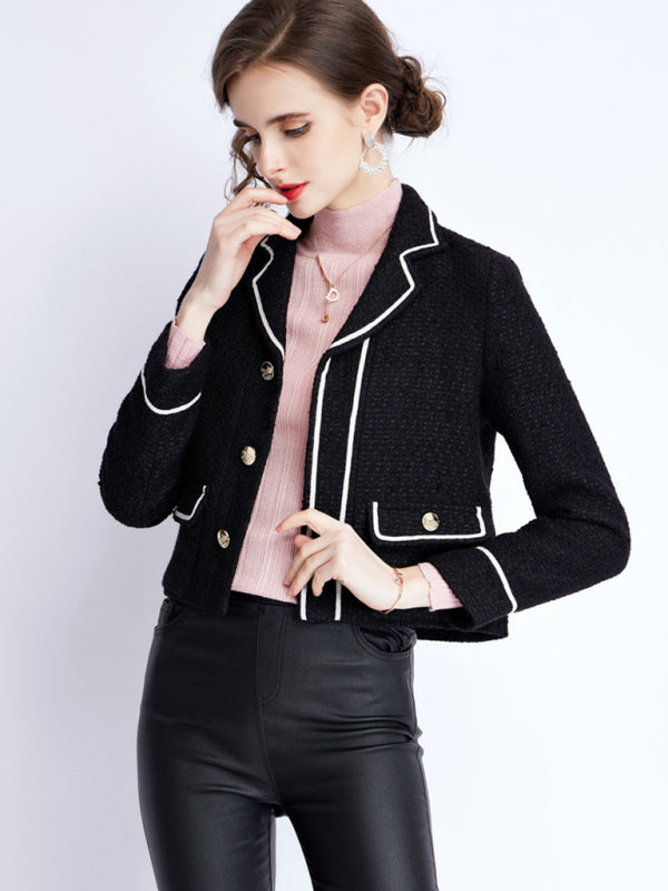 Women's Long Sleeve Blazer Jacket - Lapel Collar - Casual Business Black