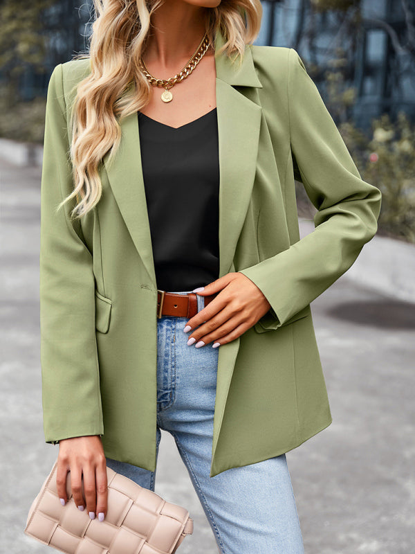 Women's Casual Blazer Jacket - Long Sleeve - Multiple Colors - Autumn Winter Green