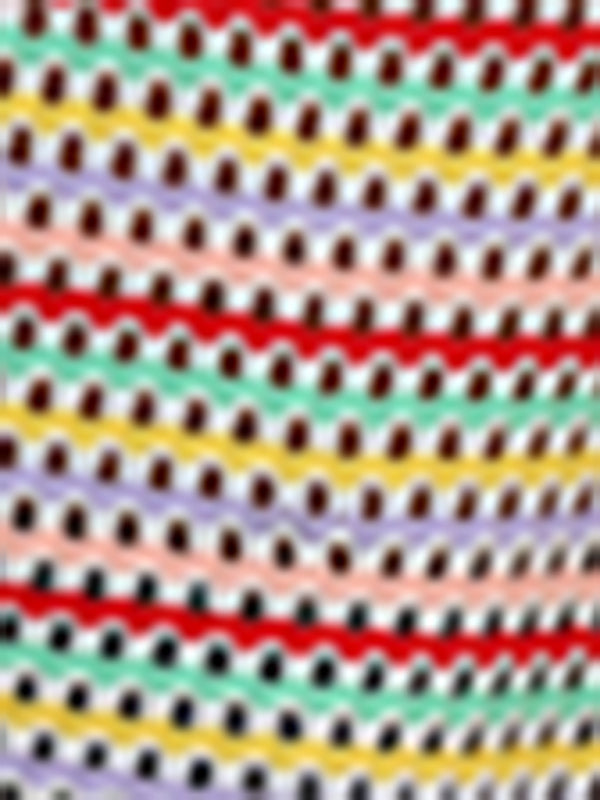 Paneled Hollow Knit Loose Crew Neck Striped Knit Sweater