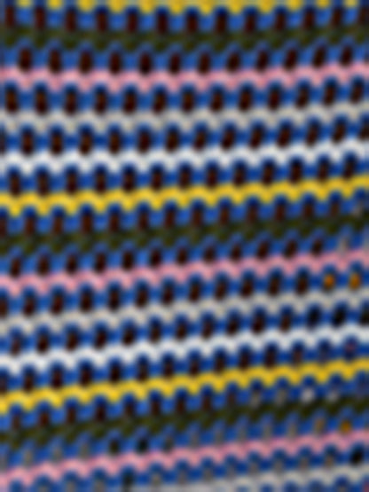 Paneled Hollow Knit Loose Crew Neck Striped Knit Sweater