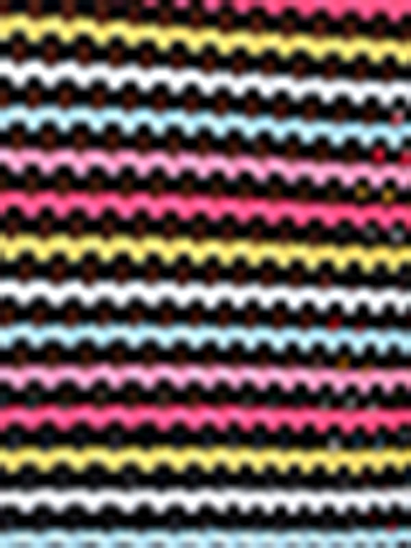 Paneled Hollow Knit Loose Crew Neck Striped Knit Sweater