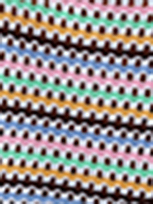 Paneled Hollow Knit Loose Crew Neck Striped Knit Sweater