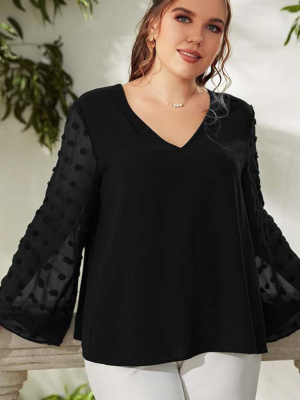 Plus size women's Woven chiffon shirt Black