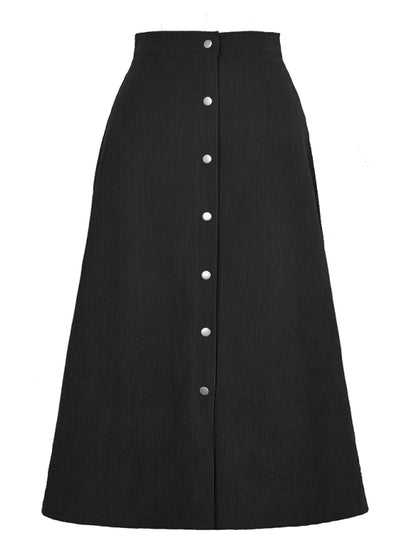 Corduroy Skirt Women Single Breasted High Waisted Mini