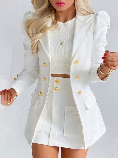 Printed princess sleeve commuter slim skirt suit Modern style Printing 12