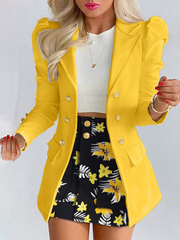 Printed princess sleeve commuter slim skirt suit Modern style Printing 3