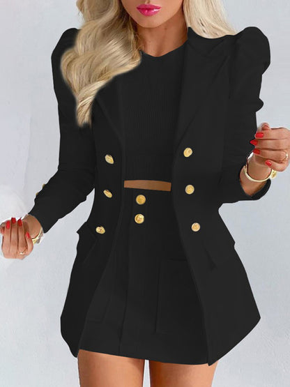 Printed princess sleeve commuter slim skirt suit Modern style Printing 4