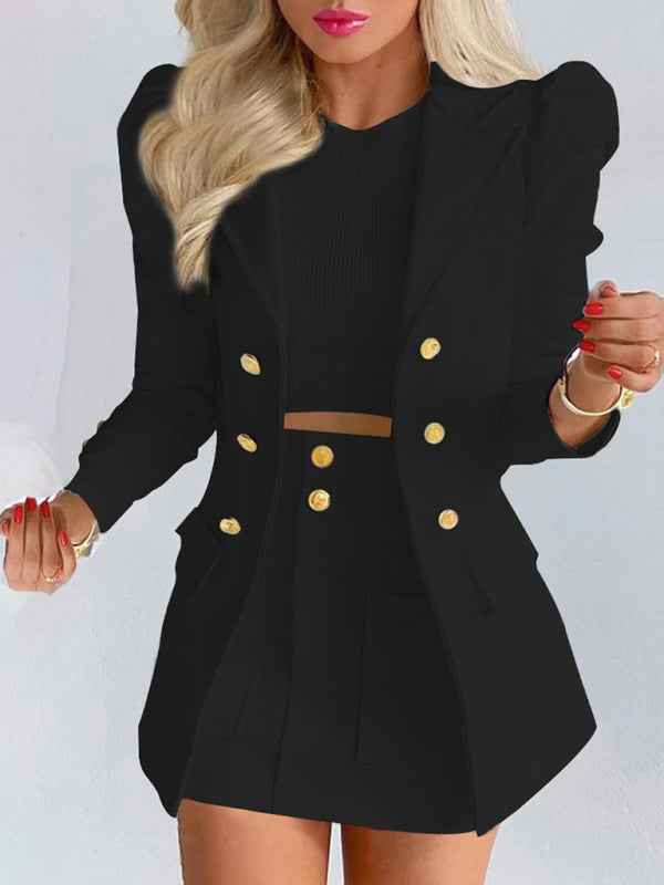 Printed princess sleeve commuter slim skirt suit Modern style Printing 4