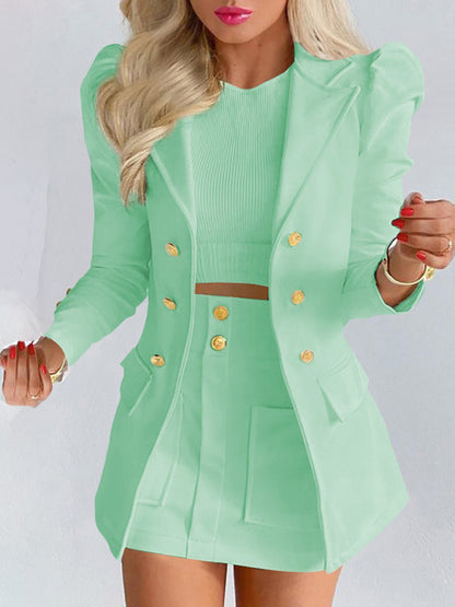 Printed princess sleeve commuter slim skirt suit Modern style Printing 8