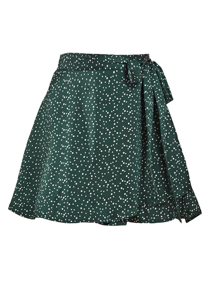 High Waist Wrap Skirt Women Tie Chiffon Satin Mini Skirt