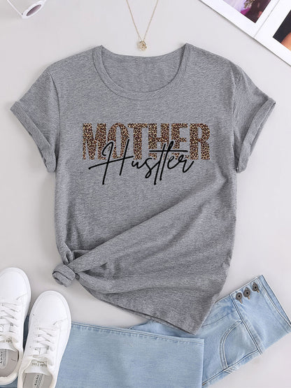 Mother Hustler Casual Printed T-Shirt Grey
