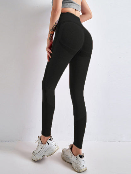 Women's Stretch Hip Lifting Yoga Pants High Waist Tight Peach Pants Quick Dry Sweatpants Black