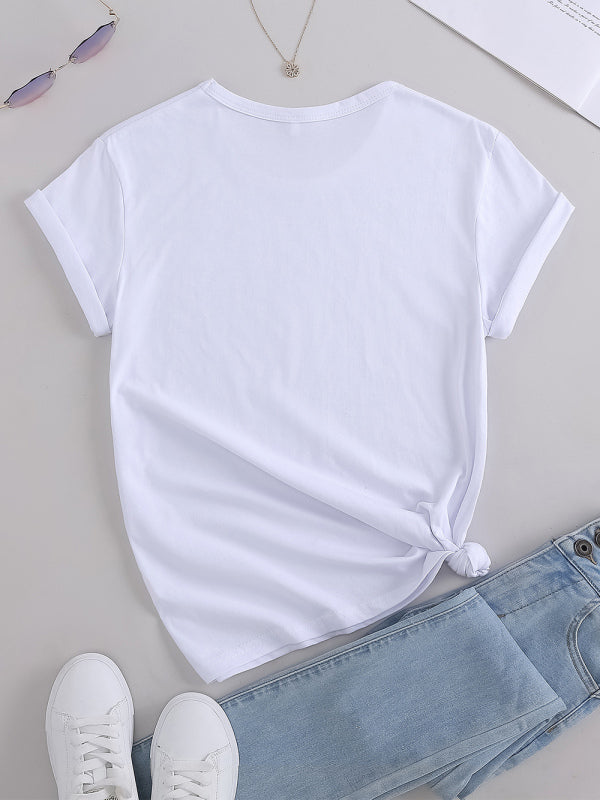 Bunny Print Casual Round Neck T-Shirt