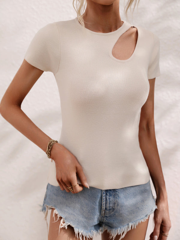 Modern Solid Color Loose Digging Fashion Sexy Slim Women's Knitwear