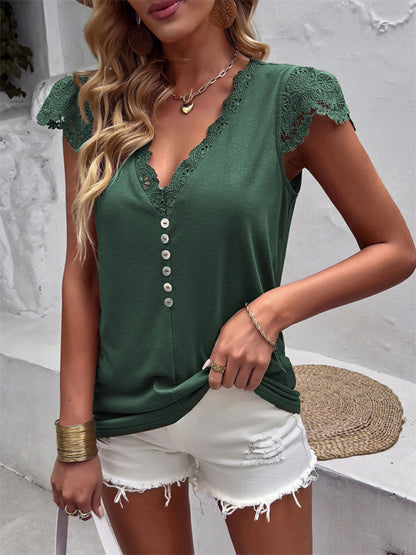 Modern Flying Sleeve V-Neck Knitted Sweater Top