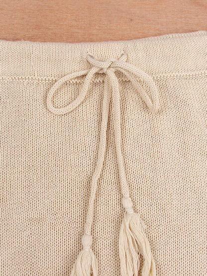 Women's bikini cover-up top wrap chest dress two-piece tie-up tassel beach sunscreen dress