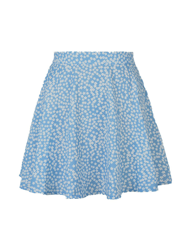 Floral High Waist Umbrella Skirt Women Chiffon Printed Mini