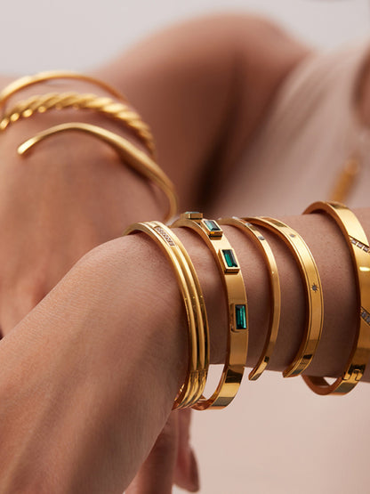 Titanium steel open bracelet women's non-fading stainless steel bracelet Pattern1 F