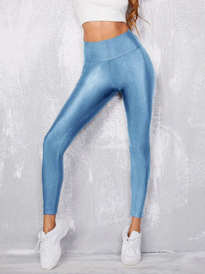 Halloween Elastic Slim Fit Sports Tight Leggings Blue