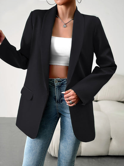 Women's Professional Blazer Suit - Lapel Jacket - Multiple Colors Black