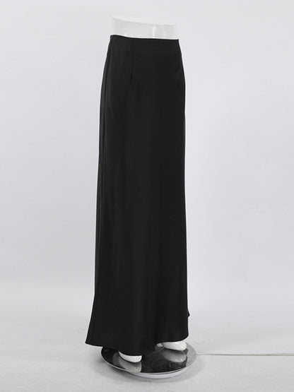 Elegant High Waisted Satin Long Skirt Women Spring Summer