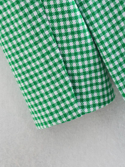 Women's Plaid Blazer Jacket - Cotton Blend - Multiple Colors