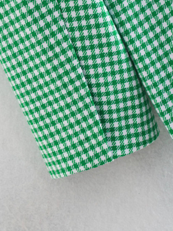 Women's Plaid Blazer Jacket - Cotton Blend - Multiple Colors