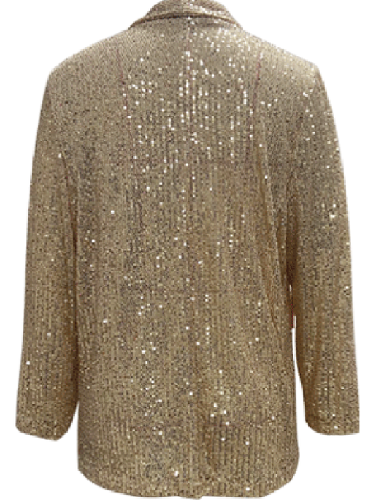 Women's Sequined Blazer - Long Sleeve - Lapel Collar - Multiple Colors